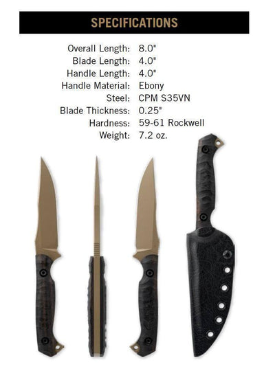 Toor Limited Edition Krypteia Ebony Fixed Blade 4" CPM-S35VN (USA) - NORTH RIVER OUTDOORS