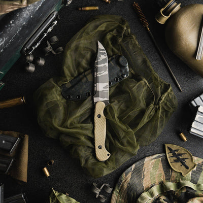 Toor Limited Edition Valor Tropic Thunder Fixed Blade Knife 5.5" CPM-3V Tiger Stripe Camo - NORTH RIVER OUTDOORS