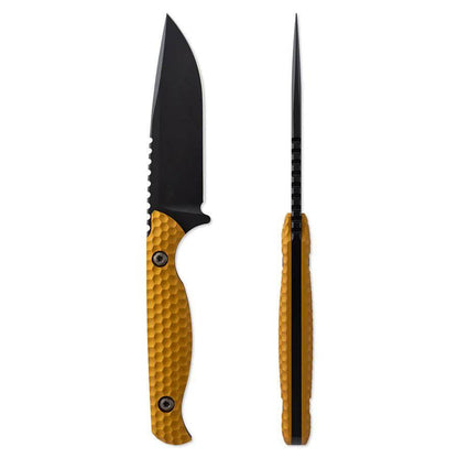 Toor Mutiny Fixed Blade Knife 4" CPM-154 Black Drop Point Gold Aluminum Handles (USA) - NORTH RIVER OUTDOORS