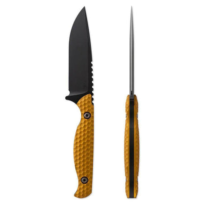 Toor Mutiny Fixed Blade Knife 4" CPM-154 Black Drop Point Gold Aluminum Handles (USA) - NORTH RIVER OUTDOORS