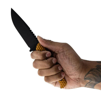 Toor Mutiny Fixed Blade Knife 4" CPM-154 Black Drop Point Gold Aluminum Handles (USA) - NORTH RIVER OUTDOORS