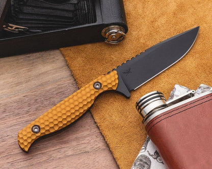 Toor Mutiny Fixed Blade Knife 4" CPM-154 Black Drop Point Gold Aluminum Handles (USA) - NORTH RIVER OUTDOORS