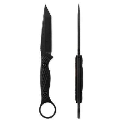 Toor Serpent Outlaw Fixed Blade Knife 3.75" CPM-3V Black Oxide Tanto Ebony Wood Handles with Pinky Ring (USA) - NORTH RIVER OUTDOORS