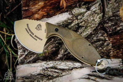 TOPS Backwoods Skinner SKIN-01 Fixed 3" Coyote Tan Blade Gut Hook OD Green Micarta Handles - NORTH RIVER OUTDOORS