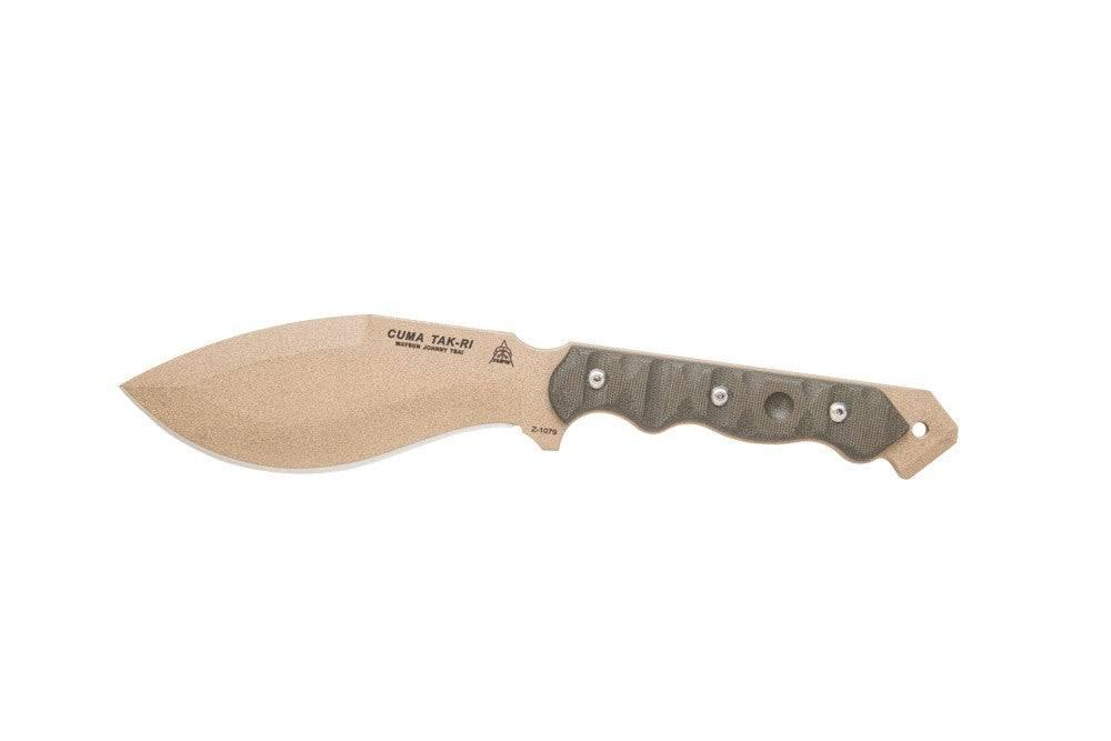 TOPS Knives CUMA TAK-RI 3.5 Fixed 7" Tan Kukri Blade Micarta Onlays Nylon Sheath - NORTH RIVER OUTDOORS