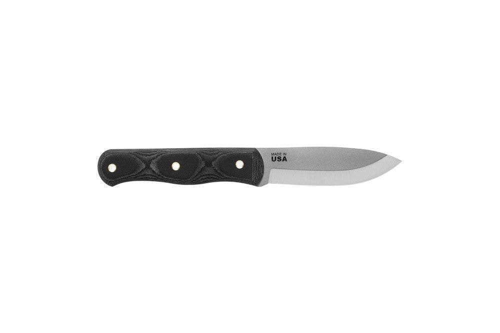TOPS Knives D Fly 4.5 Fixed 4.5" 1095 Carbon Blade Black Micarta Handles Leather Sheath - NORTH RIVER OUTDOORS