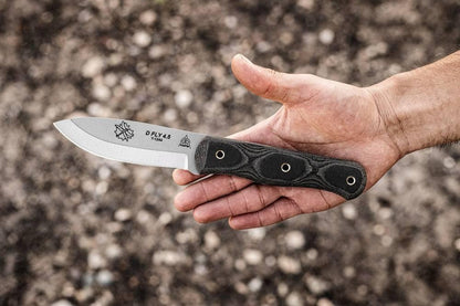 TOPS Knives D Fly 4.5 Fixed 4.5" 1095 Carbon Blade Black Micarta Handles Leather Sheath - NORTH RIVER OUTDOORS