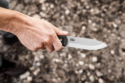 TOPS Knives D Fly 4.5 Fixed 4.5" 1095 Carbon Blade Black Micarta Handles Leather Sheath - NORTH RIVER OUTDOORS