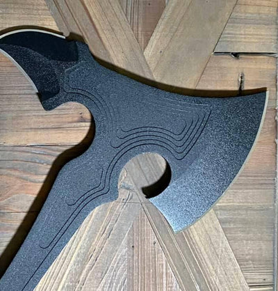 TOPS VI AX-01 Viking Axe Black Linen Micarta Handles Black Leather Sheath (USA) - NORTH RIVER OUTDOORS