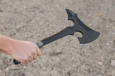 TOPS VI AX-01 Viking Axe Black Linen Micarta Handles Black Leather Sheath (USA) - NORTH RIVER OUTDOORS