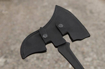 TOPS VI AX-01 Viking Axe Black Linen Micarta Handles Black Leather Sheath (USA) - NORTH RIVER OUTDOORS