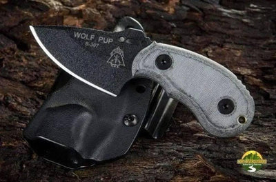 TOPS Wolf Pup Black 1095 Carbon Blade Linen Micarta Handles - NORTH RIVER OUTDOORS