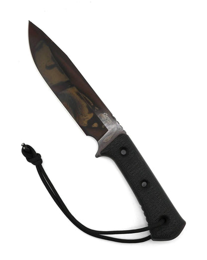 TRC Apocalypse Elmax Black Canvas Micarta Fixed Blade Apocalyptic Finish Kydex - NORTH RIVER OUTDOORS