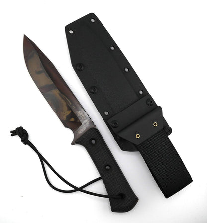 TRC Apocalypse Elmax Black Canvas Micarta Fixed Blade Apocalyptic Finish Kydex - NORTH RIVER OUTDOORS
