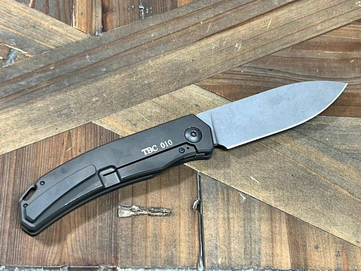 Trevor Burger Custom Knives TBC-URBANXL M390 Stonewashed Plain Blade Titanium Handles - NORTH RIVER OUTDOORS