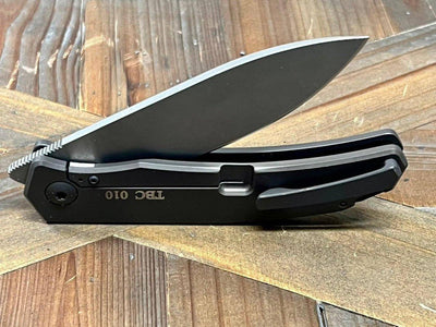 Trevor Burger Custom Knives TBC-URBANXL M390 Stonewashed Plain Blade Titanium Handles - NORTH RIVER OUTDOORS