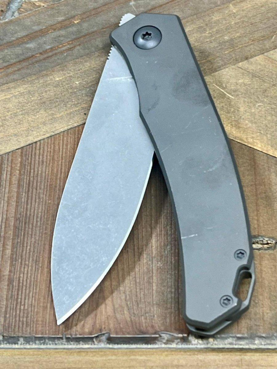 Trevor Burger Custom Knives TBC-URBANXL M390 Stonewashed Plain Blade Titanium Handles - NORTH RIVER OUTDOORS