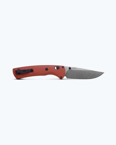 Benchmade Hunt Slipridge Folding Knife 3.5" Stonewashed MagnaCut Modified Clip Point Blade Rust Orange G10 Handle