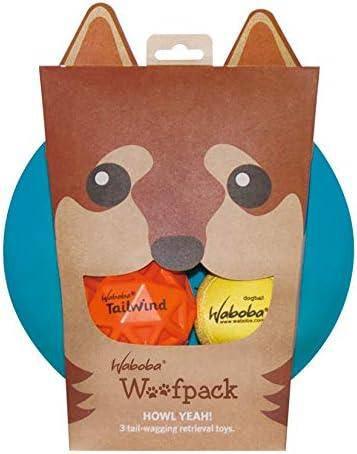 Waboba Woofpack Pet Dog Toys Set Rubber Flying Disk & Dog Balls Throw & Fetch (3 Toys) - NORTH RIVER OUTDOORS