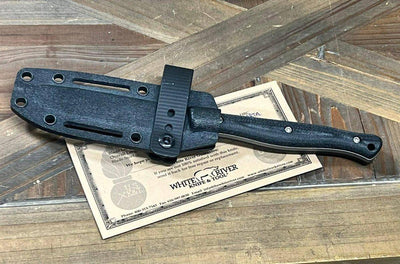 White River Exodus 4 Fixed Blade Knife 3.88" S35VN Stonewashed Black Canvas Micarta (USA) - NORTH RIVER OUTDOORS