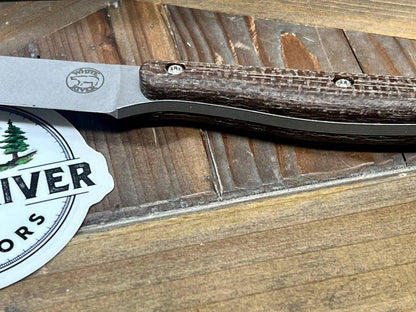 White River Exodus 4 Fixed Blade Knife 3.88" S35VN Stonewashed Natural Burlap Micarta (USA) - NORTH RIVER OUTDOORS