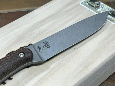 White River Exodus 4 Fixed Blade Knife 3.88" S35VN Stonewashed Natural Burlap Micarta (USA) - NORTH RIVER OUTDOORS