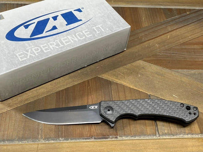 Pre-Owned ZT 0450CF Flipper 3.25" S35VN Black Blade Knife (USA) - NORTH RIVER OUTDOORS