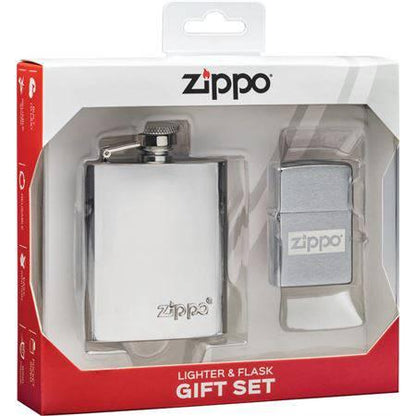 Zippo Chrome Flask & Lighter Gift Set - NORTH RIVER OUTDOORS