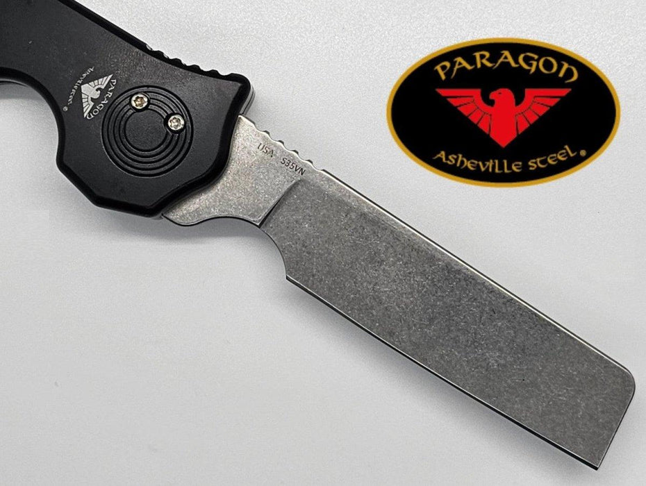 Asheville Steel Paragon Razor Straight Edge Gravity Knife S35VN (USA) from NORTH RIVER OUTDOORS