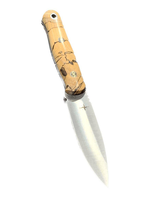 Bark River Bushcraft Scout Knife MagnaCut Natural Spalted Maple Burl Handles Black Liners Mosaic Pins (USA) - NORTH RIVER OUTDOORS