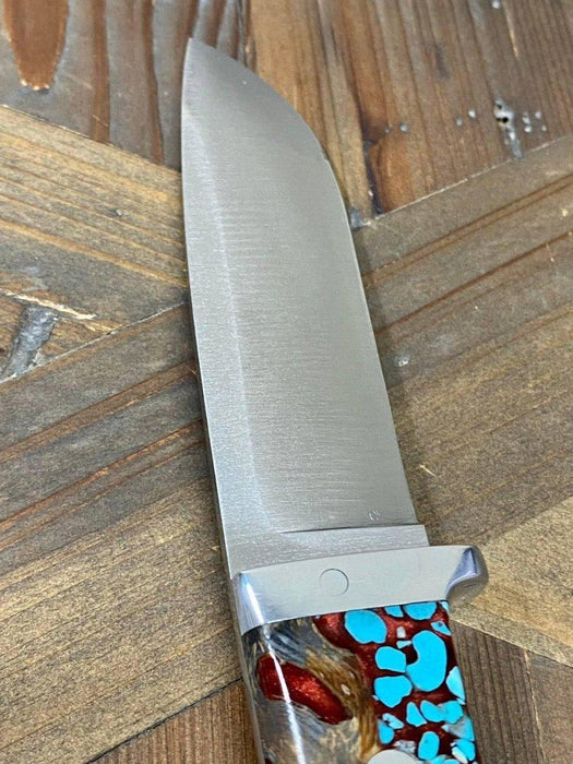 Bark River Classic Drop Point Hunter Knife S45VN Red Cholla Cactus with Turquoise from NORTH RIVER OUTDOORS