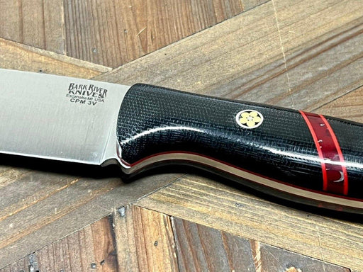 Bark River Fox River EXT-2 LT 3V Black Canvas Micarta Bloody Basin Spacer Red Liners Mosaic Pins (USA) from NORTH RIVER OUTDOORS