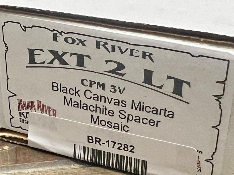 Bark River Fox River EXT-2 LT 3V Black Canvas Micarta Malachite Spacer Mosaic Pins (USA) from NORTH RIVER OUTDOORS