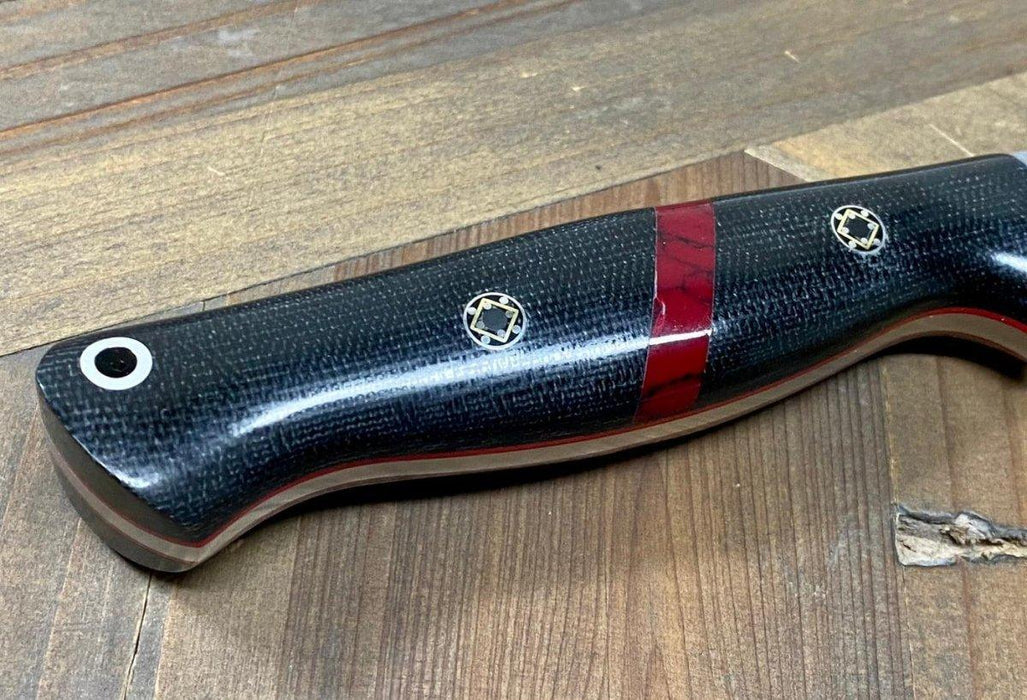 Bark River Gunny Scandi CPM 3V Black Micarta, Bloody Basin Spacer, Red Liners, Mosaic Pins from NORTH RIVER OUTDOORS