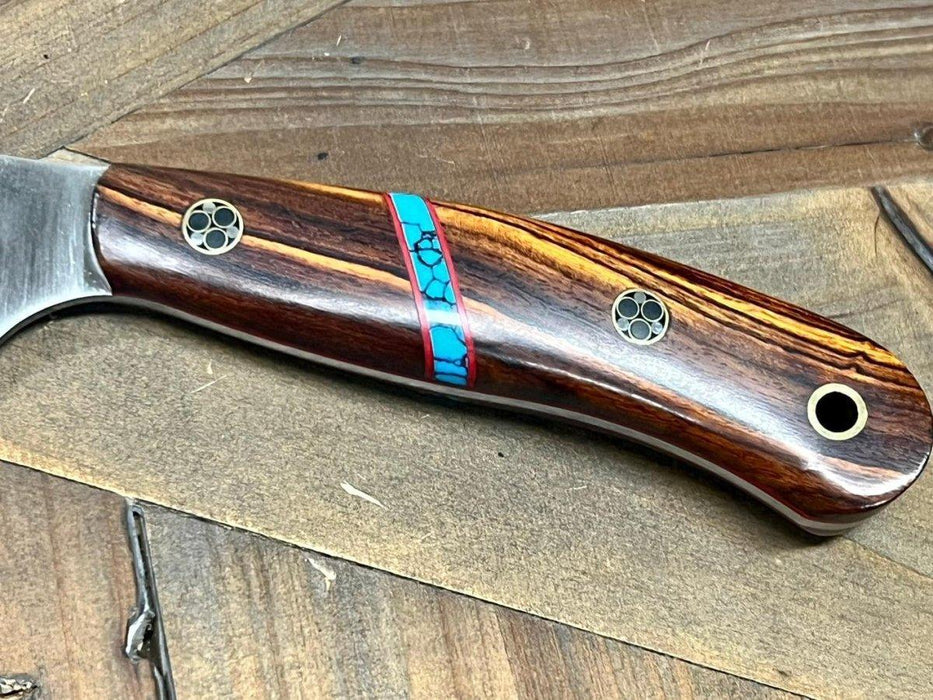 Bark River JX6 II MagnaCut Fixed Knife Desert Ironwood Turquoise Spacer Red Liners Mosaic Pins (USA) - NORTH RIVER OUTDOORS