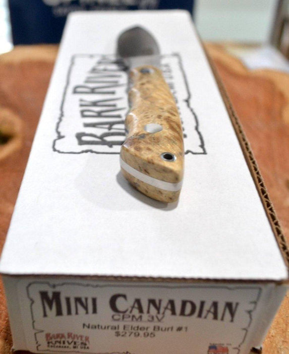 Bark River Mini Canadian CPM 3V Knife Natural Elder Burl #1 (USA) from NORTH RIVER OUTDOORS