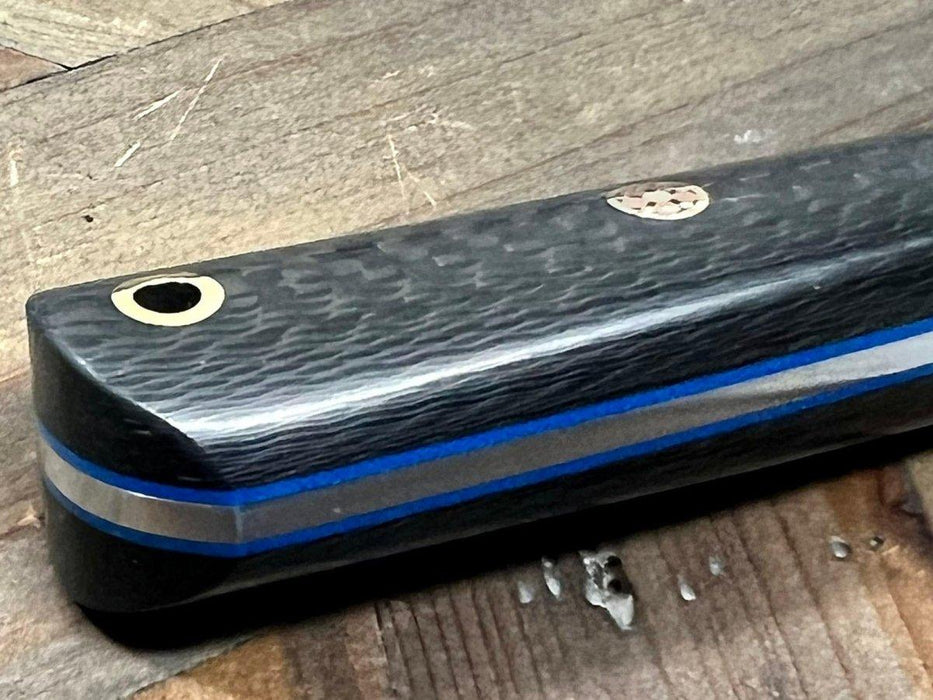 Bark River Mini Kephart Knife 3V Carbon Fiber Blue Liners Mosaic Pins (USA) from NORTH RIVER OUTDOORS