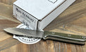 Bark River Mini Kephart Knife 3V Evergreen Burlap Handles White Liners Mosaic Pins (USA) - NORTH RIVER OUTDOORS