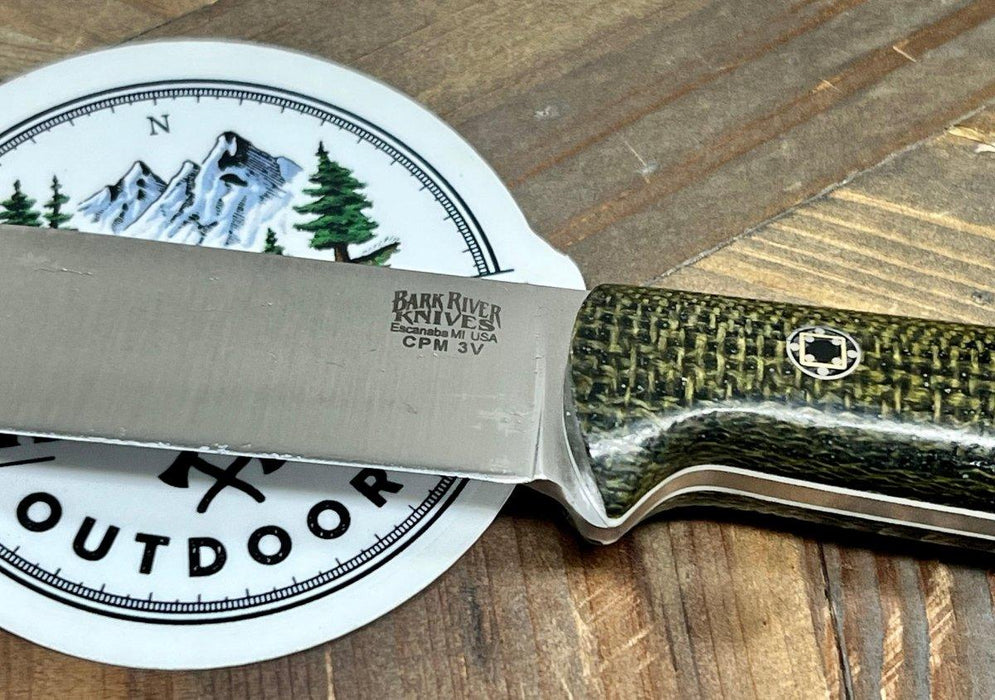 Bark River Mini Kephart Knife 3V Evergreen Burlap Handles White Liners Mosaic Pins (USA) - NORTH RIVER OUTDOORS