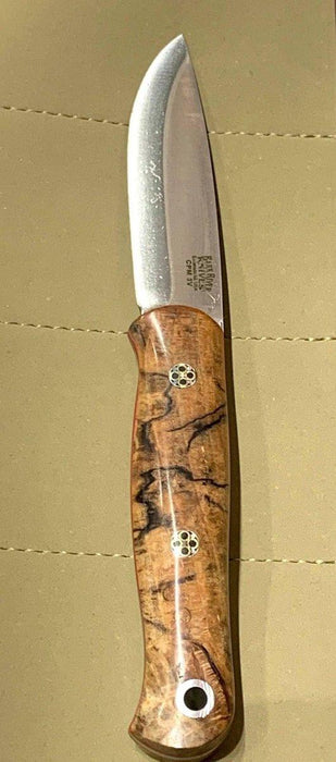 Bark River Ultralite Bushcrafter CPM 3V Spalted Maple Burl - Red Liners - Mosaic Pins from NORTH RIVER OUTDOORS