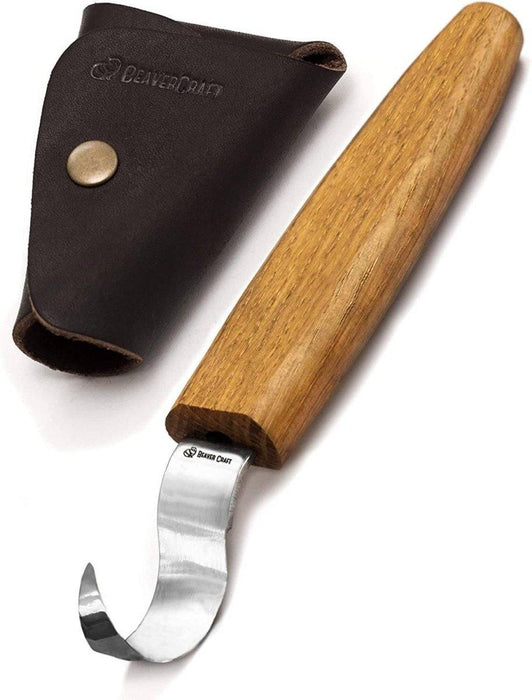 BeaverCraft SK1S OAK Hook Spoon Carving Knife with Leather Sheath from NORTH RIVER OUTDOORS
