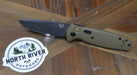 Benchmade 4300BK-02 CLA Auto Knife 3.4" MagnaCut Black DLC Battlewash Plain Blade OD Green G10 - NORTH RIVER OUTDOORS