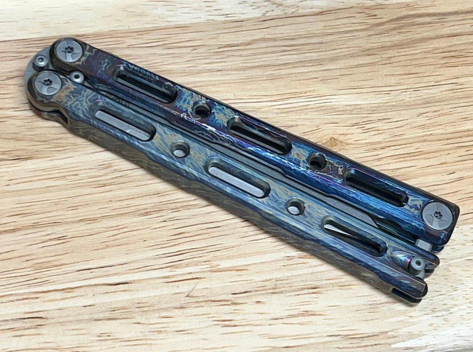 Benchmade Semi-Custom 85 Billet Ti Balisong Butterfly 4.4" "Lightning Strike" from NORTH RIVER OUTDOORS