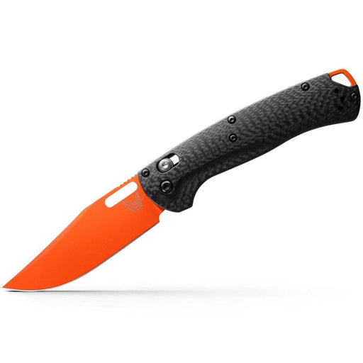 Benchmade Taggedout AXIS Folding Knife 3.5" MagnaCut Orange Blade Carbon Fiber Handles - NORTH RIVER OUTDOORS