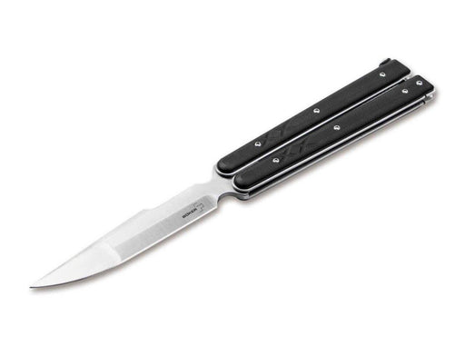 Boker 06EX229 Balisong Tactical Large Butterfly Knife Black G-10 (4.2" Satin) from NORTH RIVER OUTDOORS