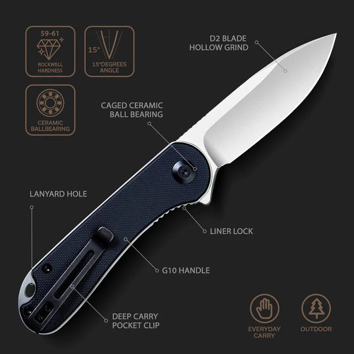 CIVIVI Elementum Flipper Knife 2.96"  D2 Satin Blade from NORTH RIVER OUTDOORS