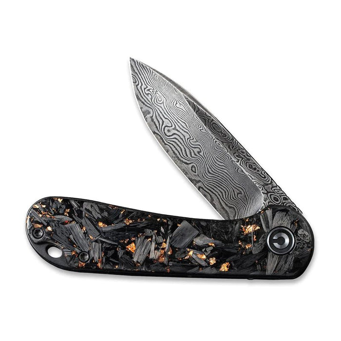 CIVIVI Elementum Flipper Knife 2.96" Damascus Blade Copper Shred Carbon Fiber Handles from NORTH RIVER OUTDOORS