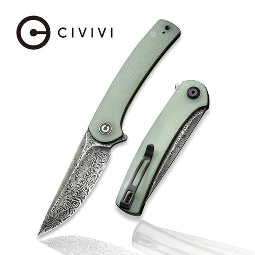 CIVIVI Mini Asticus Flipper Knife 3.25" Damascus, Jade Green - NORTH RIVER OUTDOORS