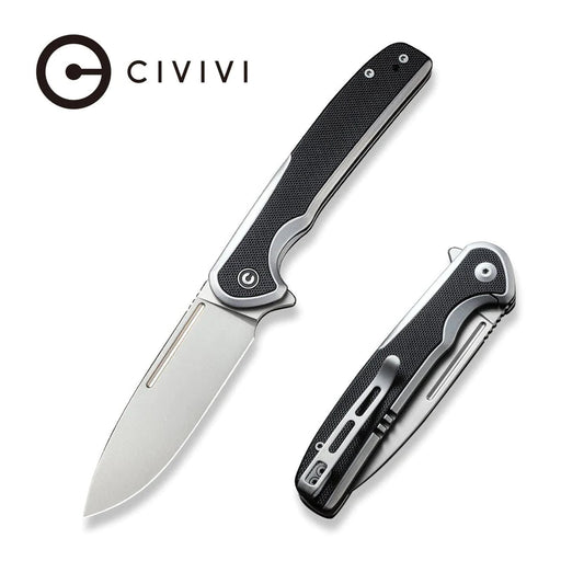 CIVIVI Voltaic Flipper Knife 3.48" Bead Blasted Drop Point Blade Stainless Handles Black G10 Inlays - NORTH RIVER OUTDOORS