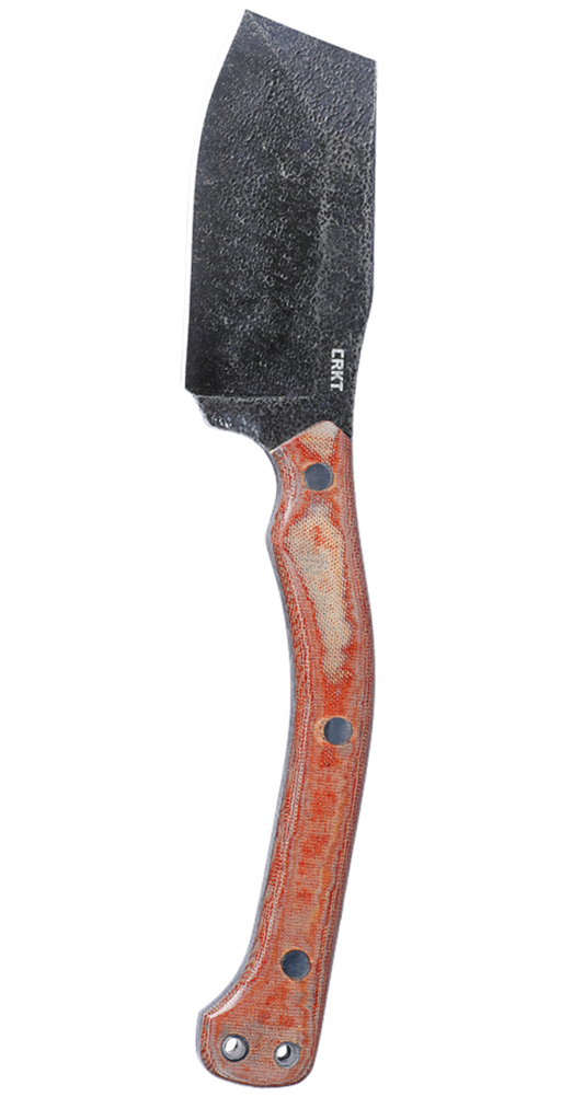 CRKT 2014 Razel Nax Fixed Blade Knife 4.29" 1075 Black Hammered Finish Chisel Blade, Brown Resin Infused Fiber Handles - NORTH RIVER OUTDOORS